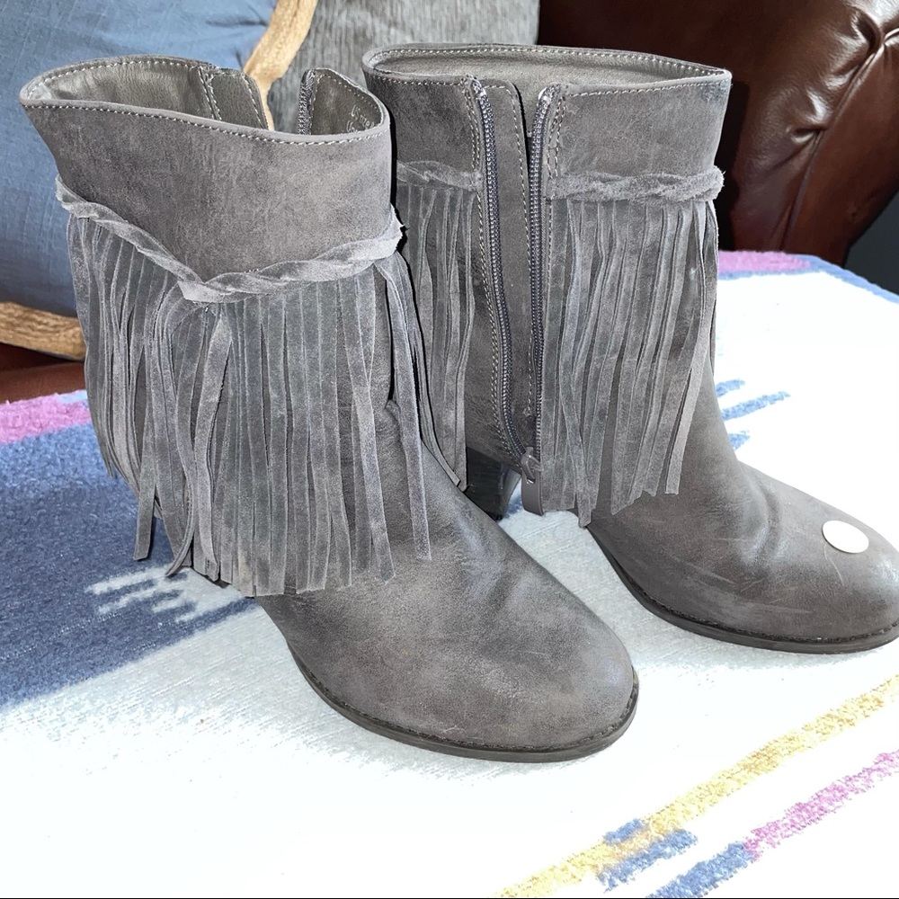 Black and grey suede booties size 8.5